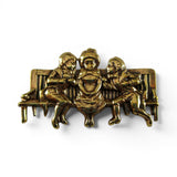 Boys and Girl on a Park Bench Brass Pin