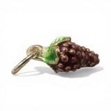 Sterling Silver Enamel Purple Grapes Charm for Bracelet Fruit Jewelry Grape Leaf