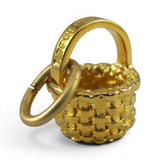 Sterling Silver on Gold Vermeil Mini Round Country Basket Charm for Bracelet BCB