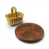 Gold Vermeil on Sterling Silver Mini Gathering Basket Charm for Bracelet BCB