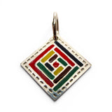 Sterling Silver Enamel Log Cabin Quilt Block Pattern Charm for Bracelet BCS Gift