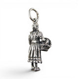 Sterling Silver Dorothy & Toto in a Basket Oz Charm for Bracelet Vintage New
