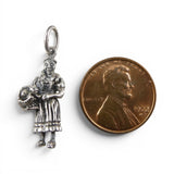 Sterling Silver Dorothy & Toto in a Basket Oz Charm for Bracelet Vintage New