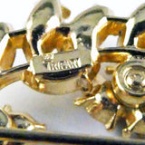 Vintage Crown Trifari Wreath Brooch with Citrine and Topaz color Rhinestones