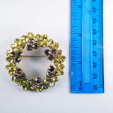 Vintage Crown Trifari Wreath Brooch with Citrine and Topaz color Rhinestones