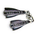 Sterling Silver Swim Fins Charm for Bracelet Scuba Diver Gift Vacation Jewelry