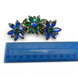 Vintage Juliana Goldtone Brooch with Blue & Green Navette Rhinestones