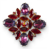 Vintage Juliana Brooch with Red, Purple, Pink Givre AB Glass Rhinestones