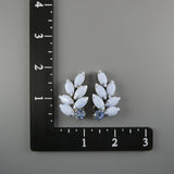 Vintage Weiss Blue Milk Glass & Rhinestone Clip On Earrings