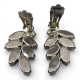 Vintage Weiss Blue Milk Glass & Rhinestone Clip On Earrings