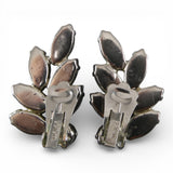 Vintage Weiss Blue Milk Glass & Rhinestone Clip On Earrings