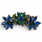 Vintage Juliana Goldtone Brooch with Blue & Green Navette Rhinestones