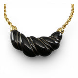 Vintage 1960s Crown Trifari Gold Tone Black Lucite Choker Necklace