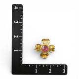 Vintage Trifari Signed Gold Tone Dogwood Flower Pink Rhinestone Center Earrings