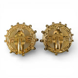 Vintage SCHIAPARELLI Signed Gold Tone Faux Pearl Clip On Earrings