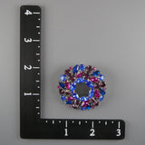 Vintage 1960s Brooch & Clip On Earrings Set w/ Blue Magenta Purple Rhinestones
