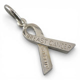 Sterling Silver & Enamel Pink Ribbon Breast Cancer Awareness Charm for Bracelet