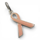 Sterling Silver & Enamel Pink Ribbon Breast Cancer Awareness Charm for Bracelet