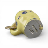 Sterling Silver & Yellow Blue Enamel Pottery Pitcher Charm for Bracelet