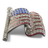 Swarovski Crystal American Flag Pin Brooch Patriotic USA Vintage Red Blue