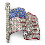 Swarovski Crystal American Flag Pin Brooch Patriotic USA Vintage Red Blue