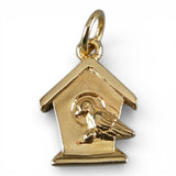 Sterling Silver Gold Vermeil Bird on Birdhouse Charm for Bracelet