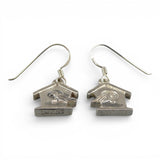 Sterling Silver Bird on Birdhouse Dangle Drop Earrings Brown County Silver