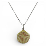 Sterling Silver & Hand-Enameled Scallop Shell Pendant, Beach Jewelry