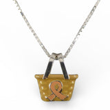 Sterling Silver & Enamel PINK RIBBON Breast Cancer Awareness Pendant Charm