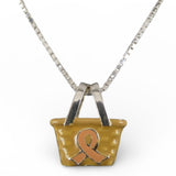 Sterling Silver & Enamel PINK RIBBON Breast Cancer Awareness Pendant Charm