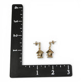 Sterling Silver & Gold Vermeil Bird on Birdhouse Post Back Dangle Earrings