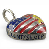 Sterling Silver & Enamel Veterans Memorial Heart Charm Yellow Ribbon