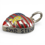 Sterling Silver & Enamel Veterans Memorial Heart Charm Yellow Ribbon