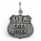 Sterling Silver Lets Roll Charm for Bracelet USA Shield Brown County Silver