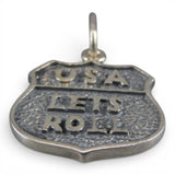 Sterling Silver Lets Roll Charm for Bracelet USA Shield Brown County Silver