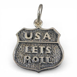 Sterling Silver Lets Roll Charm for Bracelet USA Shield Brown County Silver