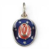 Sterling Silver & Enamel Cowboy Hat Charm Red Blue Stars Stripes Flag Patriotic