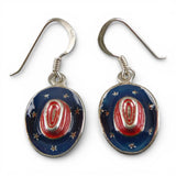 Sterling Silver & Enamel Cowboy Hat Earrings Stars Stripes Red Blue Patriotic