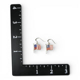 Sterling Silver & Enamel American Flag Earrings USA Patriotic Fine Jewelry