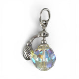 Sterling Silver & Crystal Perfume Atomizer Charm for Bracelet Opalescent