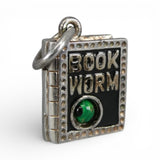 Sterling Silver & Enamel Bookworm Charm Brown County Silver Vintage Book
