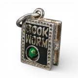Sterling Silver & Enamel Bookworm Charm Brown County Silver Vintage Book