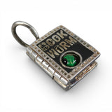 Sterling Silver & Enamel Bookworm Charm Brown County Silver Vintage Book