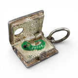 Sterling Silver & Enamel Bookworm Charm Brown County Silver Vintage Book