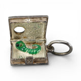 Sterling Silver & Enamel Bookworm Charm Brown County Silver Vintage Book