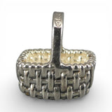 Sterling Silver Mini Hollander Brown County Basket Charm for Bracelet Vintage