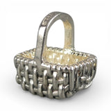 Sterling Silver Mini Hollander Brown County Basket Charm for Bracelet Vintage