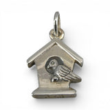 Sterling Silver Birdhouse Charm for Bracelet Brown County Bird Jewelry