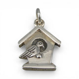 Sterling Silver Birdhouse Charm for Bracelet Brown County Bird Jewelry