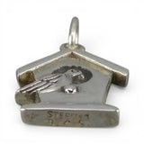 Sterling Silver Birdhouse Charm for Bracelet Brown County Bird Jewelry